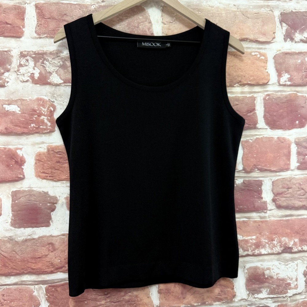 Misook Top Women's Small Plain Black Basic Capsule Casual Career Camisole Tank - Picture 2 of 9